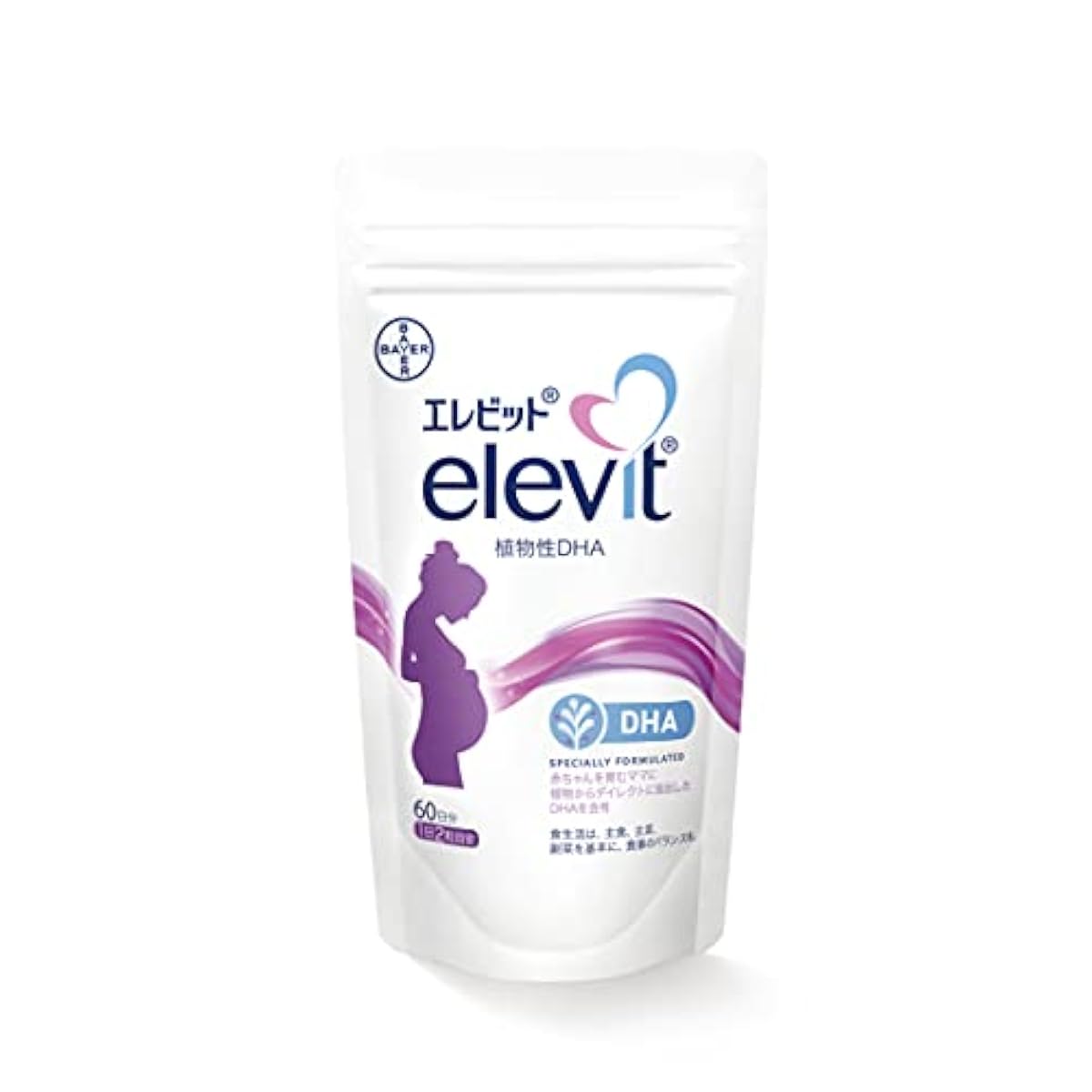 엘레빗 식물성 DHA 사프리 60알×1봉 30일분 임산부 임신 초기 수유 중 모유 산후 육아 1개월 파우치 바이엘 약품