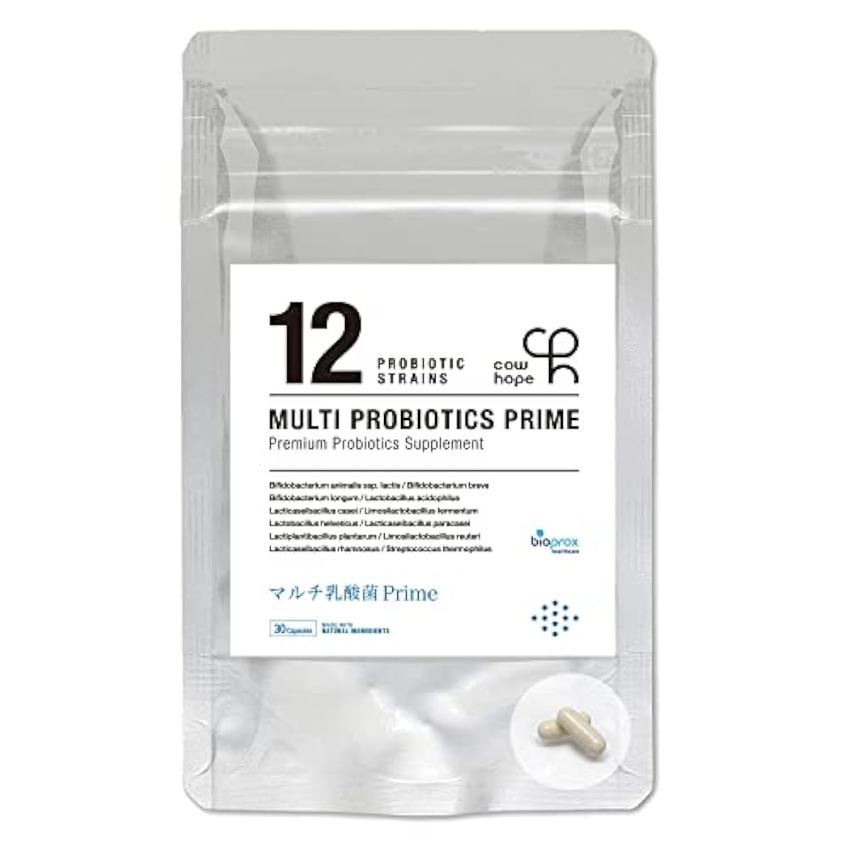 (Amazon한정 브랜드)멀티 유산균Prime 사는 12종의 비피더스균 유산균 서플리(supplement) 6000억개 프로 바이오 T구스 선옥균균활 30일분 cowhope