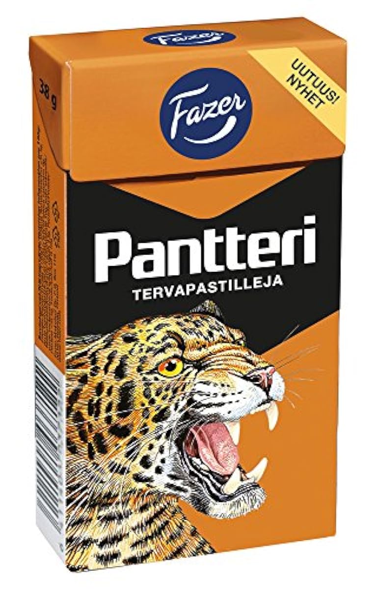 Fazer Pantteri 38g 훗츠루 Terva(목타르 맛) 빵데리 38g 필란드의 과자-