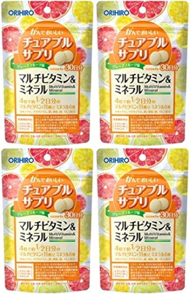 물어 맛있은 추아부루(chewable) 서플리(supplement) 멀티 비타민 amp;미네랄 120알×4 개세트 Orihiro