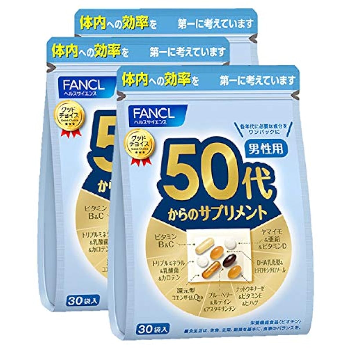 판클 (FANCL) (신) 50대에서의 서플리먼트 남성용 15~30일분 (30 포×I)