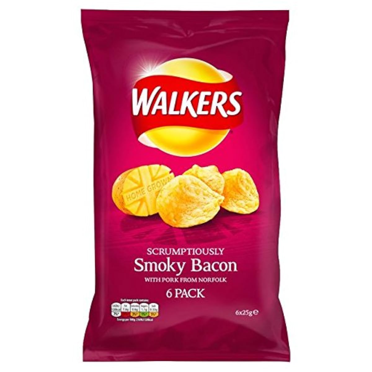 보행자의 스모키 베이컨 포테이토 칩25G를 1팩×6 - Walkers Smokey Bacon Crisps 25g x 6 per pack -
