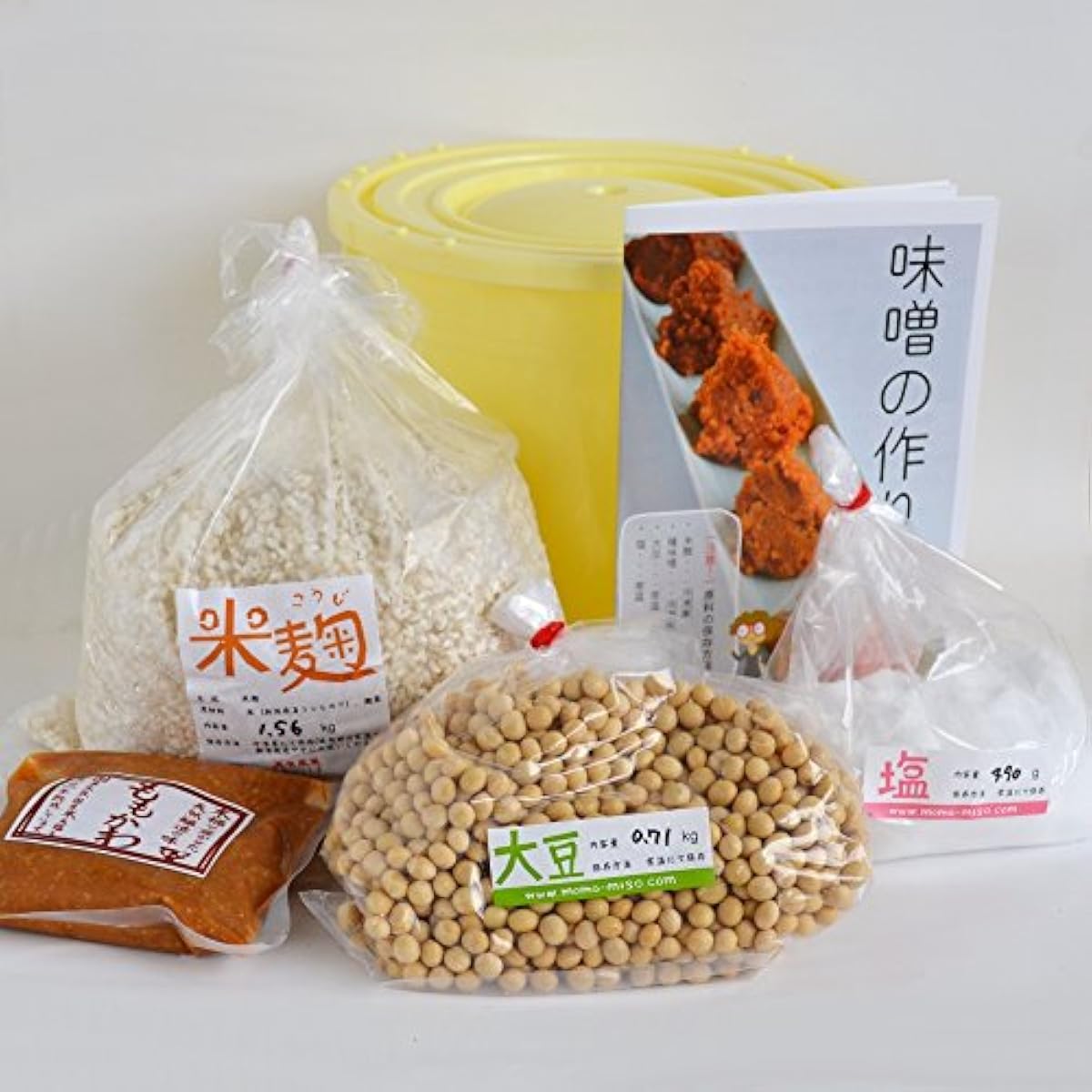 된장 수작업 세트(단맛판)4kg용 나무통 부착(대두0.71kg,미국1.56kg,염490g)-