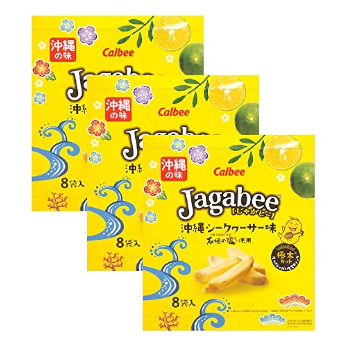 Jagabee쟈가 B 오키나와 시쿠와사맛 이시가키의 염사용 8 포들어감 (3개)