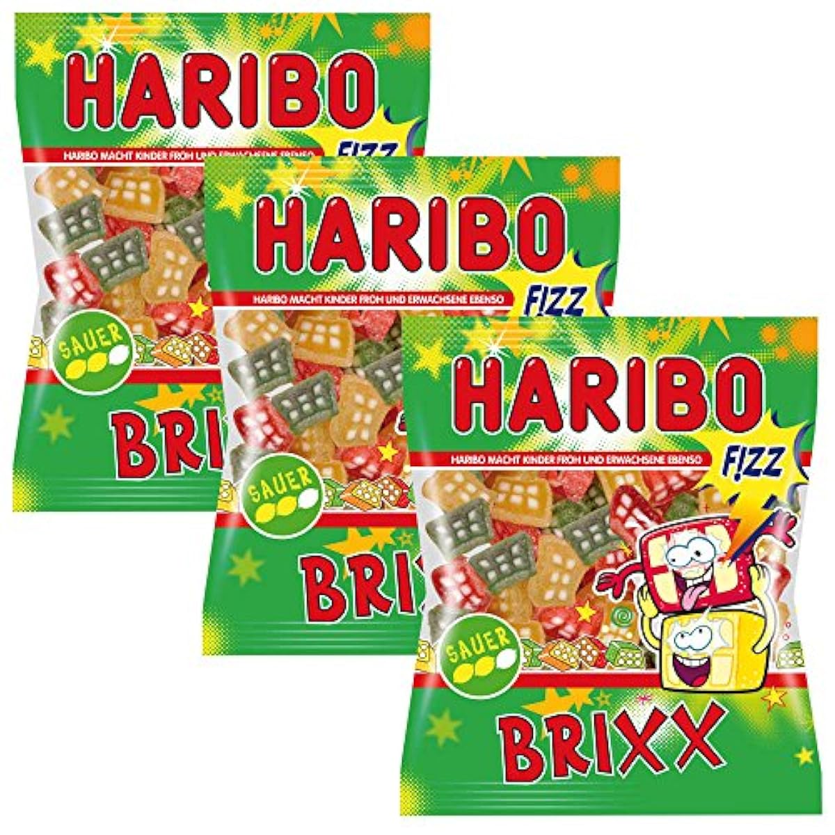 HARIBO 해리 bow sour brick스 3 포세트(200g ×3)벽돌의 형태가 즐길 수 있습니다(독일 해리 bow)(인기 젤리)-