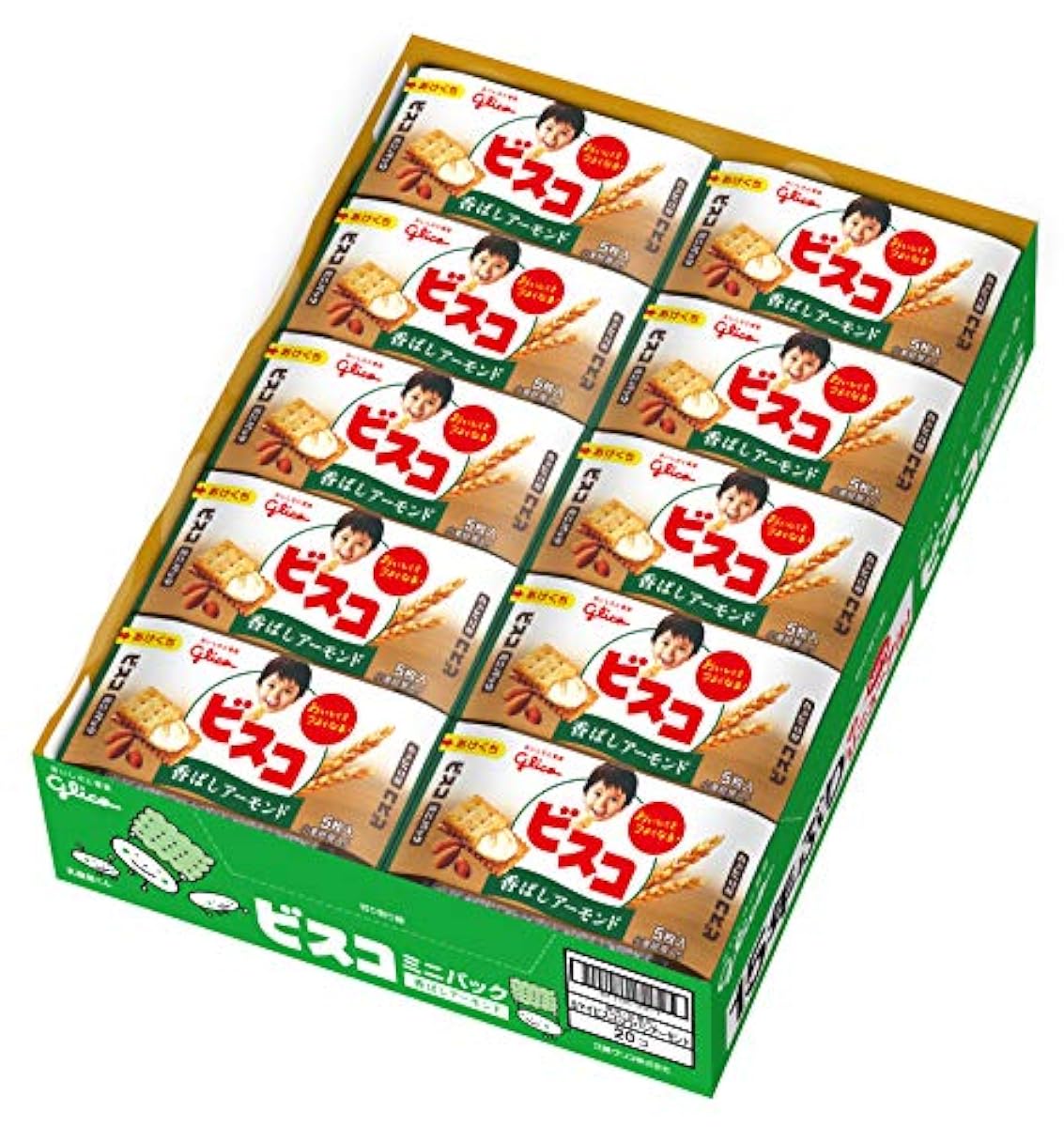 에사키 글리코 비스고미니팟쿠(향기롭 아몬드) 크림 샌드 비스켓 5매 ×40개