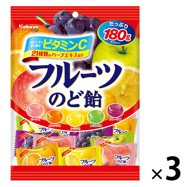 카바야 식품 후르츠 목캔디 180g 1세트(3개)