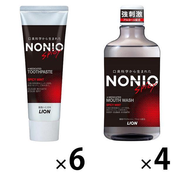 NONIO 노니오 마우스 워셔 하미가키 스파이시 민트 130g 6개 스파이시 민트 600mL 4개 구취 예방 라이온