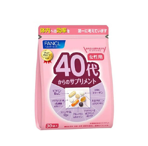 팬켈 (FANCL) 40대부터 보충제 여성용 15~30일분 (30봉) 연대 사프리 (비타민 C/칼슘/유산균)
