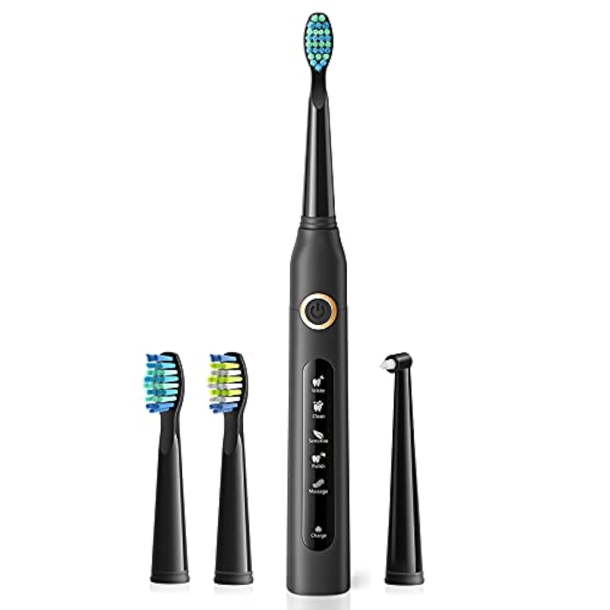 전동 칫솔 칫솔 음파 칫솔 3꼴 브러시 소닉 전동 치약 IPX7방수 5모드와 2분간 오토 타이머 기능 탑재 USB충전 4시간이 걸려 30일간 사용 휴대 덴탈 케어 블랙