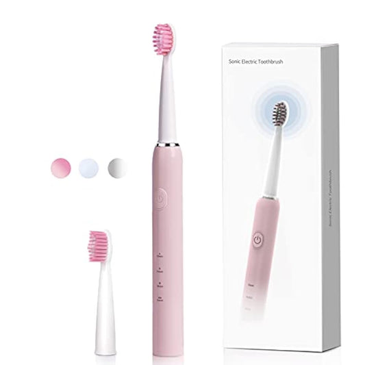 전동 칫솔 칫솔 브러쉬 JTF 음파 칫솔 충전식 캔디색 IPX7방수 4시간이 걸려 30일에 사용3개 모드와 2 분오토 타이머 기능 탑재 USB충전 교환 브러시2개(핑크)