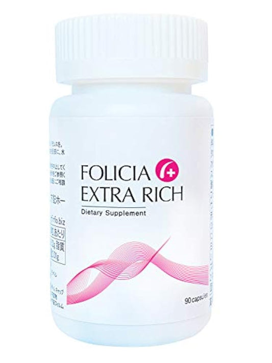 FOLICIA 후리시아에쿠스토라릿치 90캡슐 여성용 헤어케어 서플리먼트 프라센타(태반) 개라친 L-시스친 비타민B1 일본제