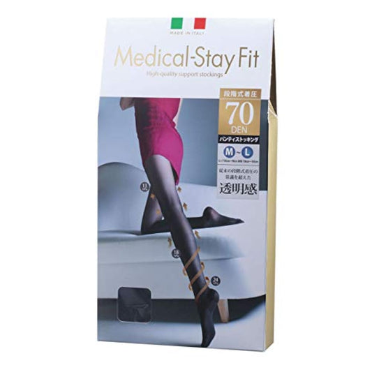 (메디컬 스테이 피트)착압 팬티스타킹 70denier 블랙 (M-L) 이탈리아제 Medical-Stay Fit 스타킹