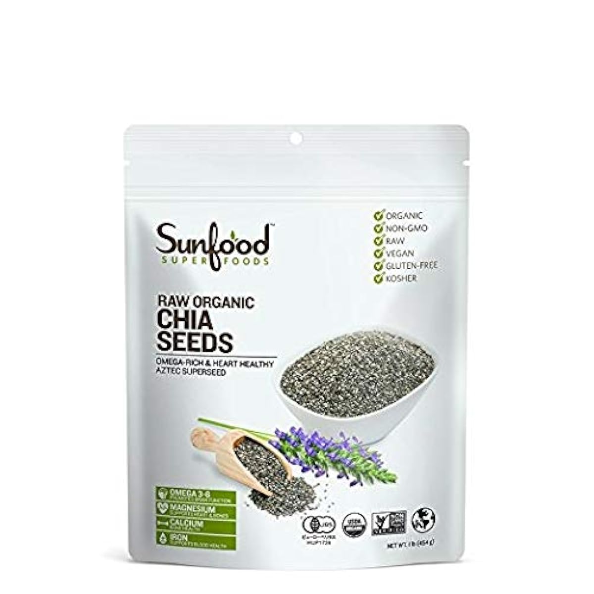 Sunfood 오거닉 치아시드(Chia Seed) 454 g [해외 직송품]