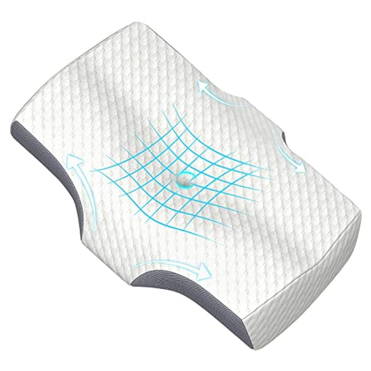 SIGOODS 침저 반발침 어깨결림 해소 코고는 소리 방지 스트레이트 넥 단잠 베개 숙면 베개 횡침서포트 환기성 중공 설계 2계단의 높이 조정 베갯잇 세탁가 화이트