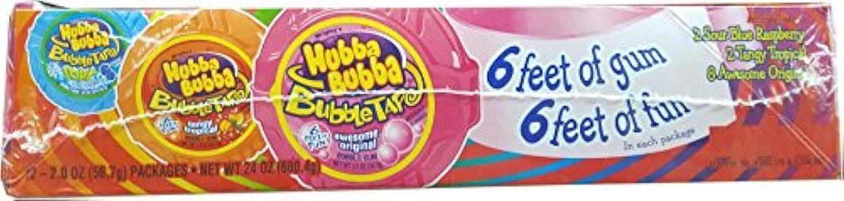 〈해외 직송품〉Hubba Bubba Bubble Tape 6 feet of gum 테이프의 님에게 길이～있어 껌 각1.82미터 12 개세트(오리지날8.sour 블루라즈베리2,탕기토로피카루2)각1.82미터-VBPUKALIZINW919