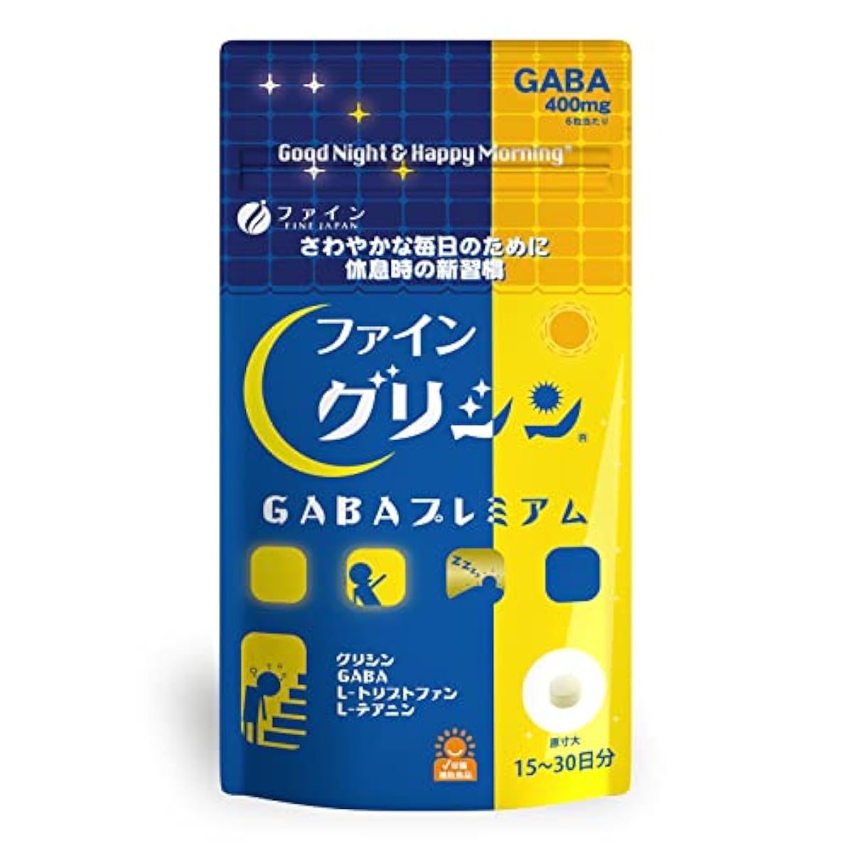 파인 글리신 글리신 GABA 프리미엄 국내 생산 글리신 450mg GABA 400mg 데아닌 새푸토훈 15~30일분 타블렛