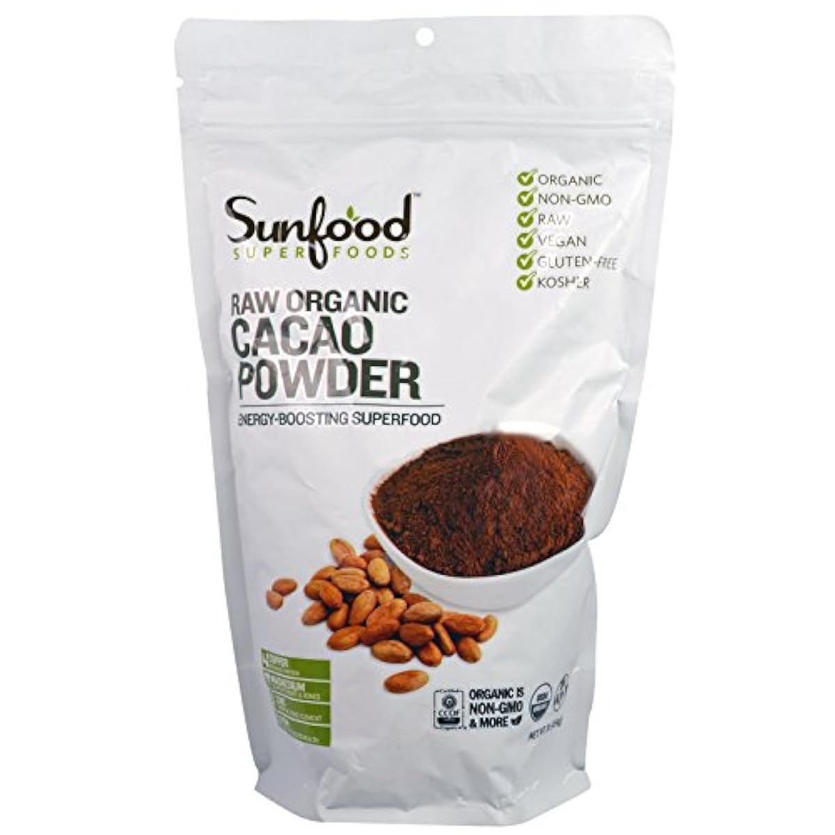 (해외 직송품)Sunfood - RAW Organic Cacao Powder - 1 lb (454 g)-