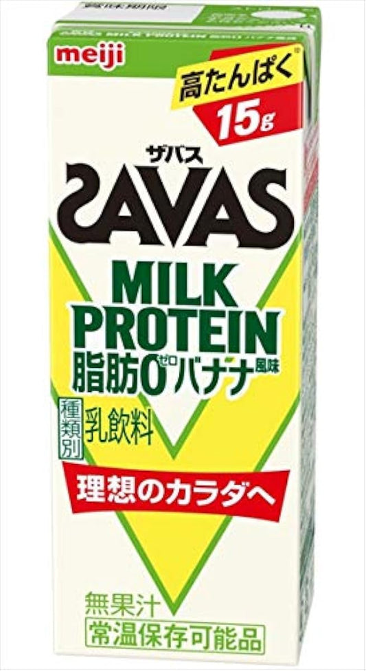 (케이스 판매)메이지 자바스(SAVAS) 밀크 프로틴 지방 0 바나나 향 200ml×24개입