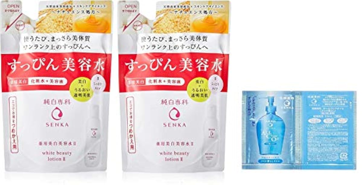 순백 센카 맨얼굴(화장하고 있지 않은 얼굴) 미용 수II 손톱 살 수 있게 용 180ml×2개(화장수+미용액 촉촉한 타입)+덤(메이크 떨어뜨려 오일사시) (의약부외품) 180밀리미터 (x 2)