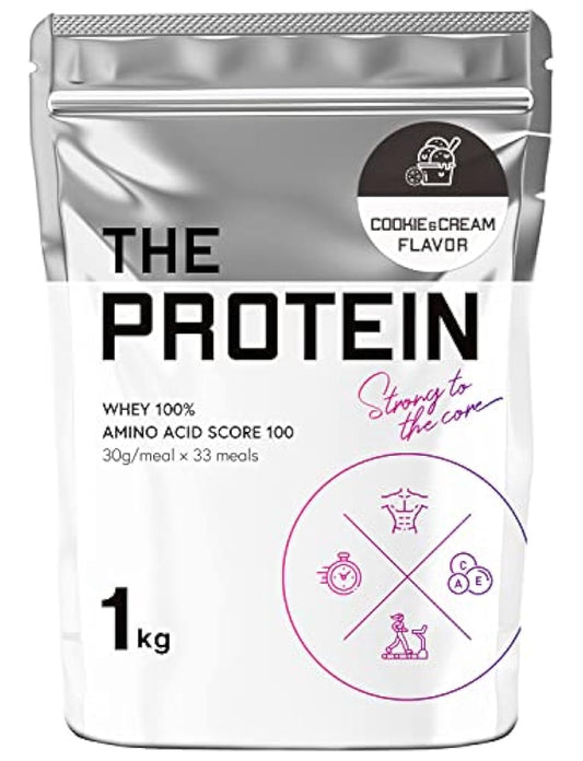 다케우치 제약 THE PROTEIN 1kg 호에이 프로틴 감많아 없 근육트레이닝 (7.쿠키 amp;크림 향)