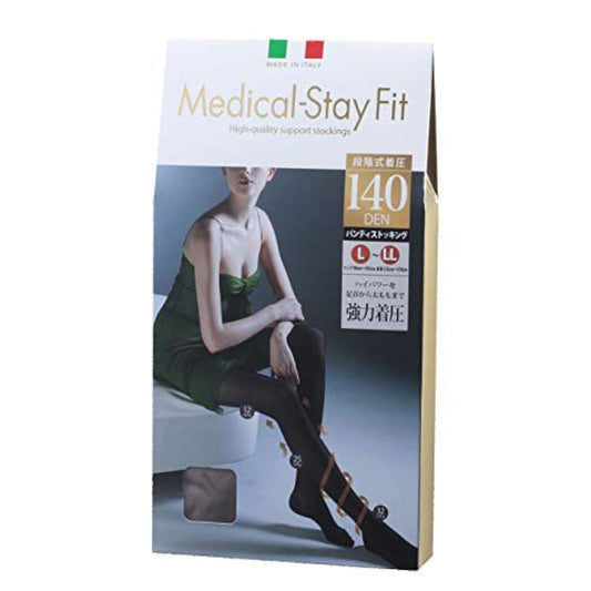 (메디컬 스테이 피트)착압 팬티스타킹 140denier 블랙 (L-LL) 이탈리아제 Medical-Stay Fit 스타킹