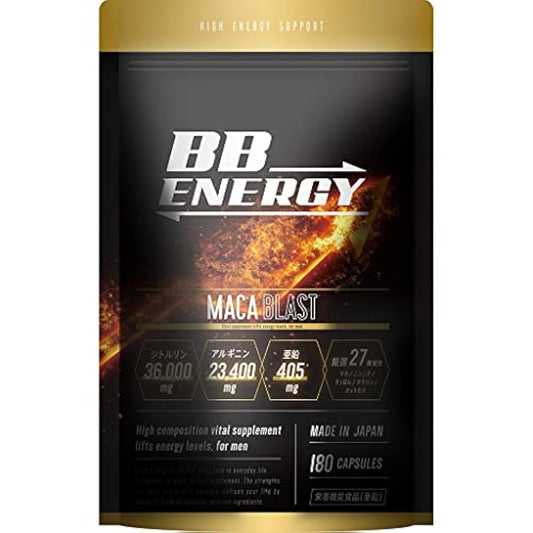 BB.ENERGY 마카 시토루린 아르기닌 아연 압도적 성분량 63720mg 엄선27성분 마늘 자라 타우린 오토세이 30일분 180캡슐 영양 기능 식품 일본제 (B B 에너지 마카부라스토)