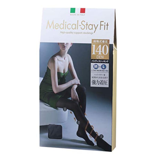 (메디컬 스테이 피트)착압 팬티스타킹 140denier 블랙 (M-L) 이탈리아제 Medical-Stay Fit 스타킹