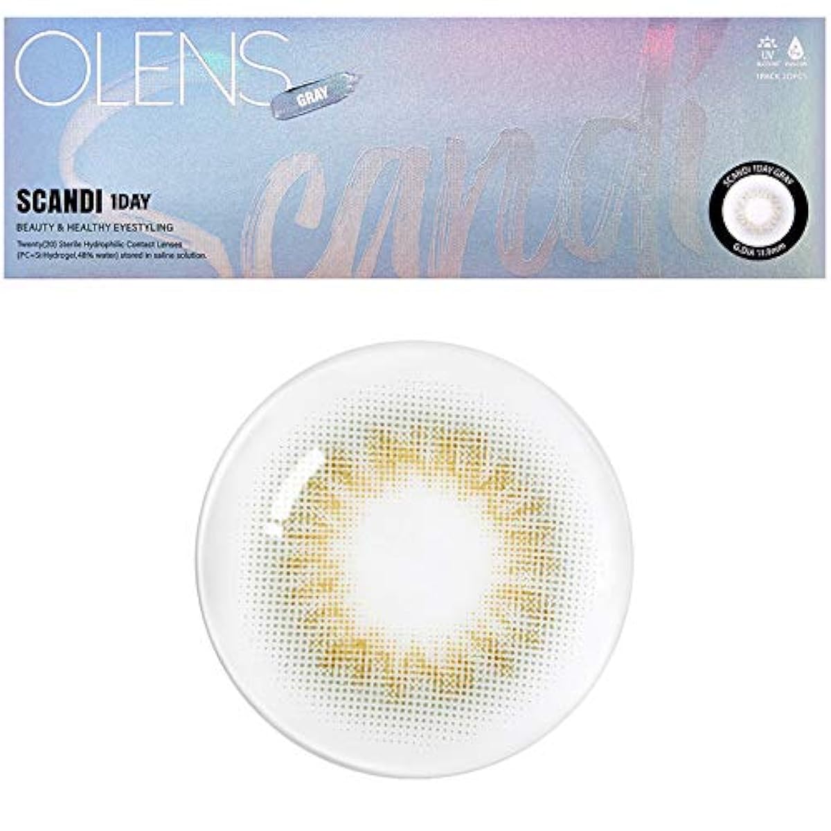 [20 매들어감] 스카디완데구레(Scandi 1Day Gray) by OLENS 컬러 콘 1일(날) 일회용 도 있음 도없음 14.2mm 전색선택 가능 (그레이(GR), PWR: -1.00)