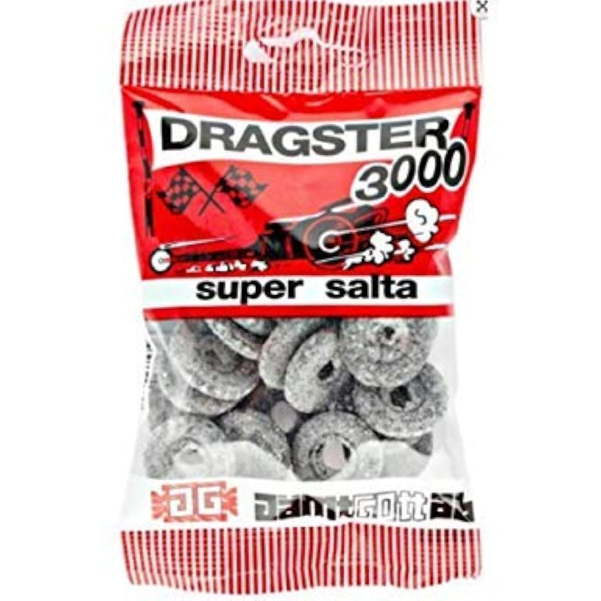 50g x 3포대 Dragster 3000드래그 스타 3000살미앗키 맛 타이어형 딱딱한 젤리 스웨덴 과자  [병행수입품]