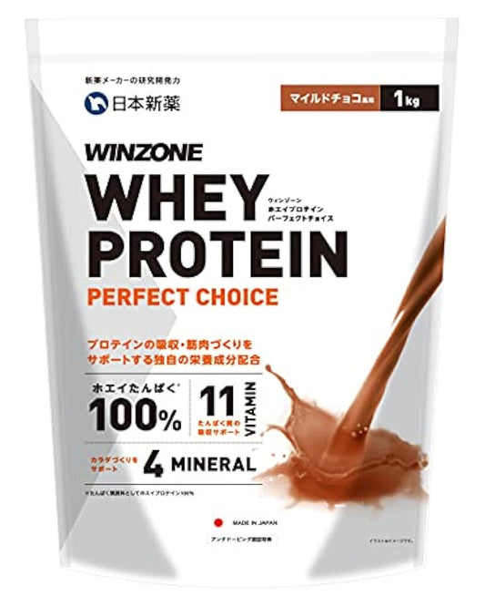 일본 신약 WINZONE(운존)호에이 프로틴 퍼팩트 쵸이스 1kg 마일드 초콜릿 향 whey protein 100 국내 제조 11종 비타민 4종 미네랄