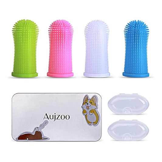Aujzoo개 칫솔,묘칫솔,360°칫솔은,개 서는 #등하며 여러가지 구강 질환을 회피하기위해,어느 견용치약으로도 사용으로 옵니다.실리콘견의 칫솔 손가락 브러시 믹스 컬러 세트4.