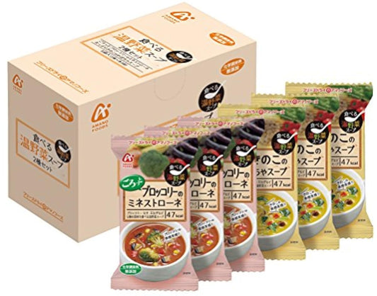 Amano foods 먹는 온야채 스프2종 세트6식 69g-