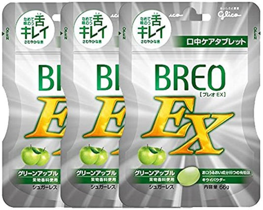 글리코 부레오EX BREO EX 66g × 3 개입안 케어 타블렛 치과 전매 (그린 애플)-BREO_apple