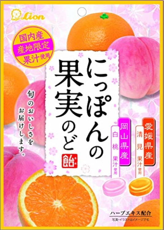 라이온 과자 일본의 과실 목캔디(백도와 기요미) 72g×6 포-