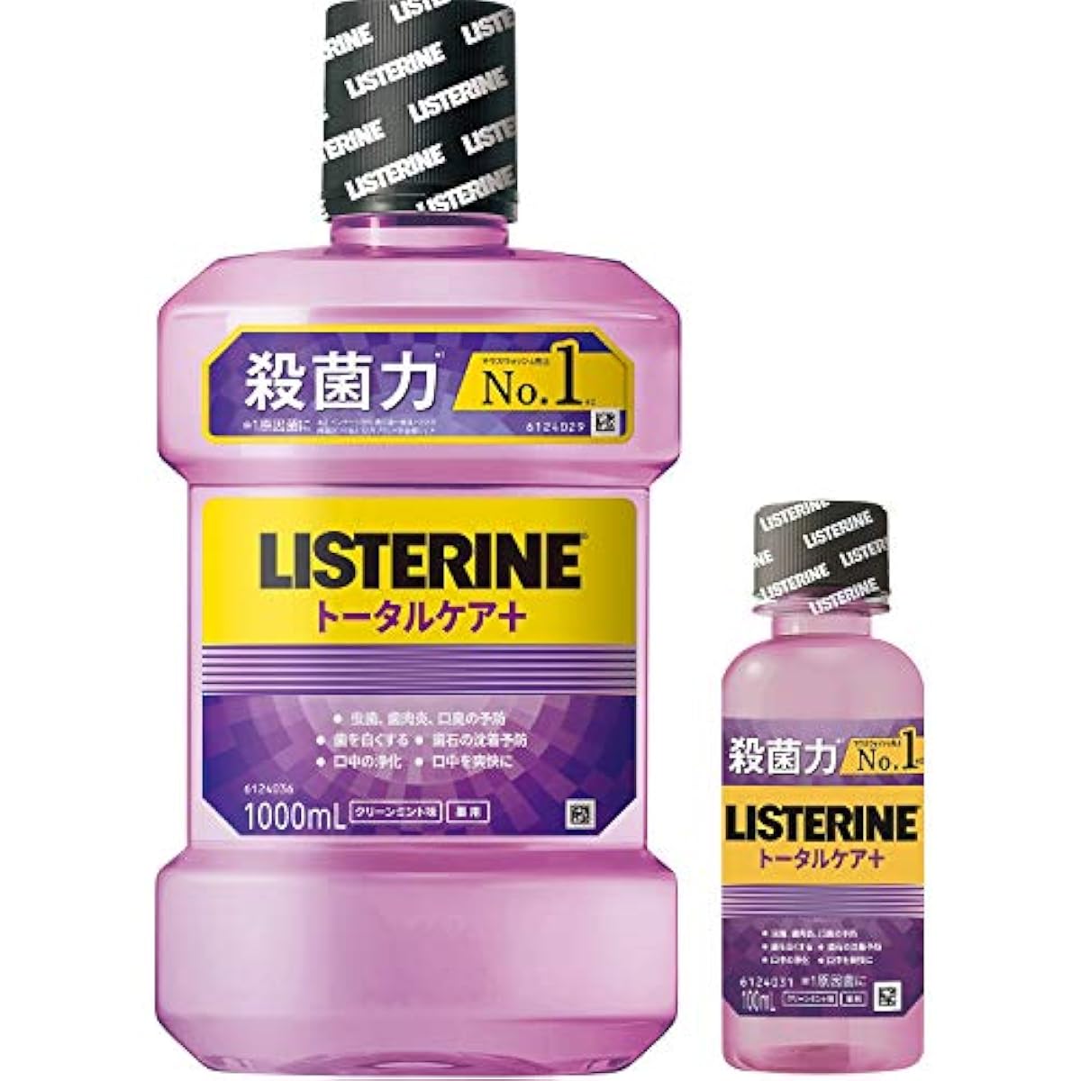 LISTERINE(리스데린) (의약부외품) 약용 리스데린 토탈 케어 플러스 마우스 워셔 세구액액체 치약 클린 민트 맛 원인균 살균(알코올 포함한다) 1000ml+ 휴대용 덤 포함 1.0리터 (x 1)