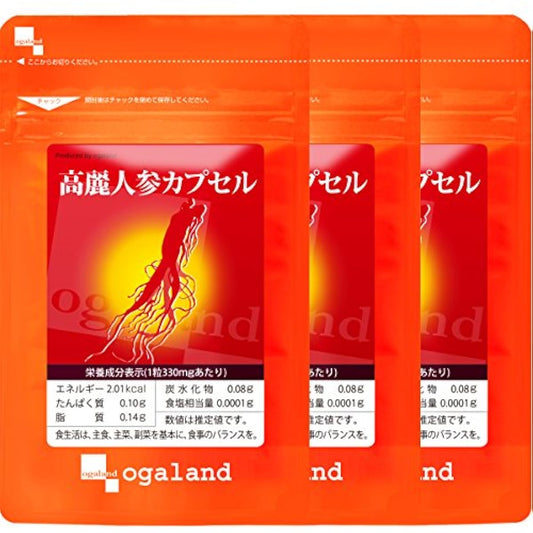 O 갈 라도[ogaland] 고려 인삼 캡슐 [ 180캡슐 / 약3개월분 ] (발효 고려 인삼 엑기스말 30mg / 고려 인삼말(홍삼) 3mg)미용 건강 영양 서포트