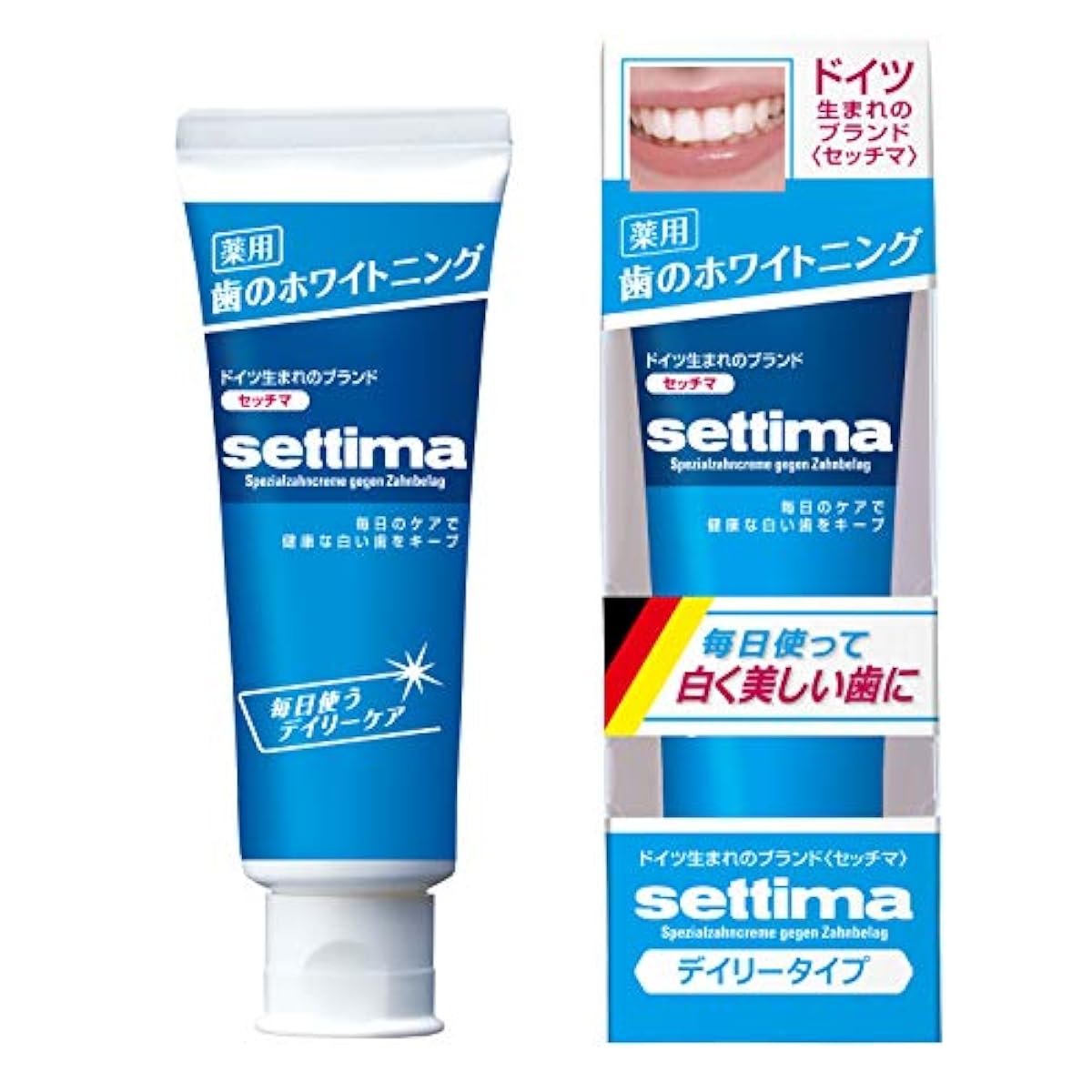 [의약부외품] settima(셋치마) 화이트닌구 양치질 데일리 케어 [파인 민트 타입]<ステインケア タバコのヤニ取り フッ素配合 虫歯予防> 80g