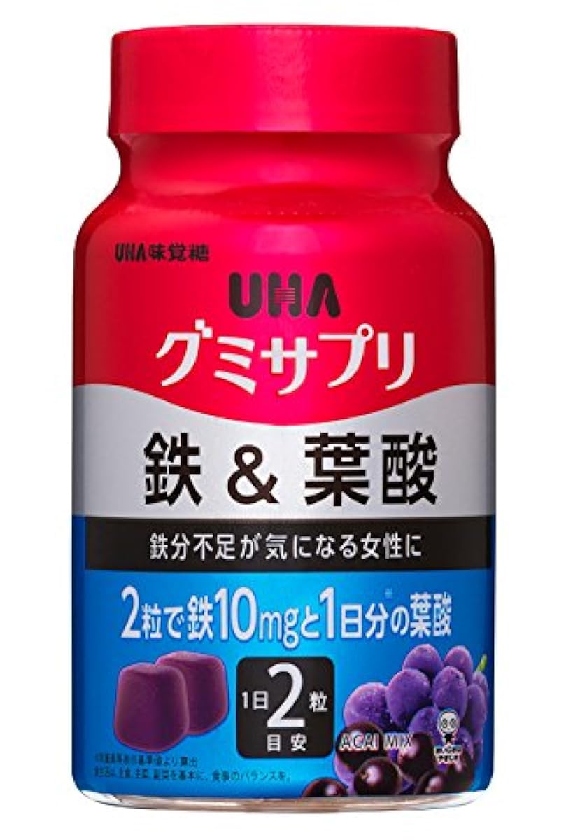 UHA젤리 서플리(supplement) 철 amp;엽산 아침 E 믹스 맛 보틀 타입 60알 30일분