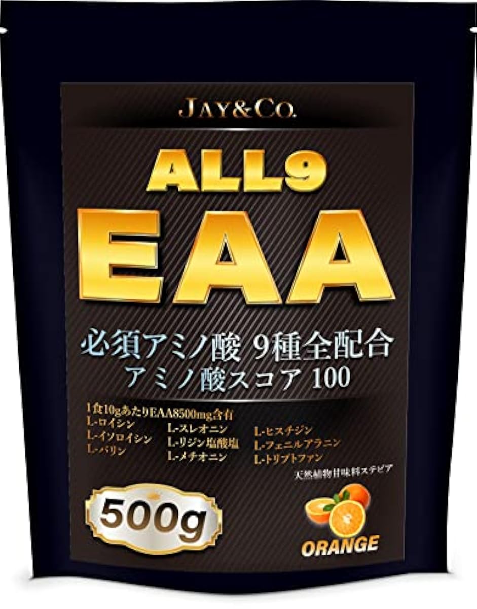 JAY amp;CO.아미노산 스코어100 ALL9 EAA 필수 아미노산 9종을 전배합 (오렌지, 500g)