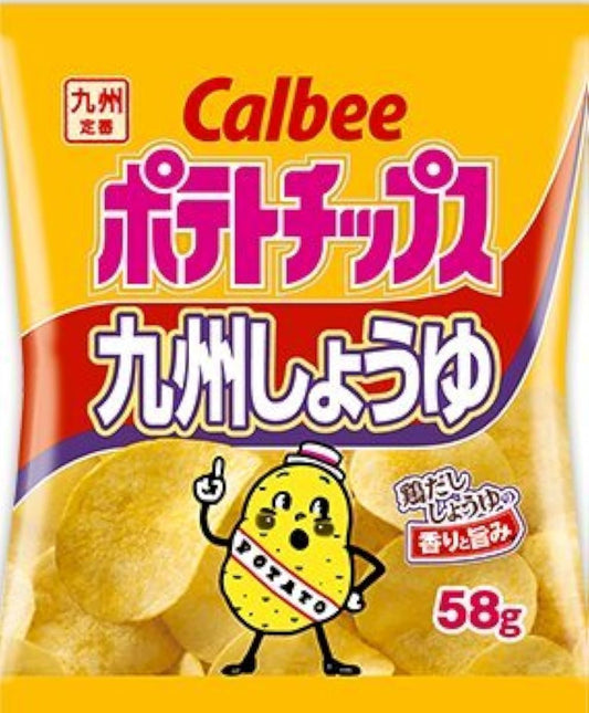 Calbee 포테이토 칩 큐슈 간장 맛 58g×3 포-