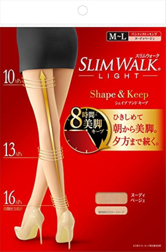 슬림 워크 (SLIM WALK) 셰이프 앤드 Keep(Shape amp;Keep) 빵 T 스타킹 누디베쥬 M~L사이즈(Panty stocking, Nudie Beige,ML) 착압 스타킹 5 개세트