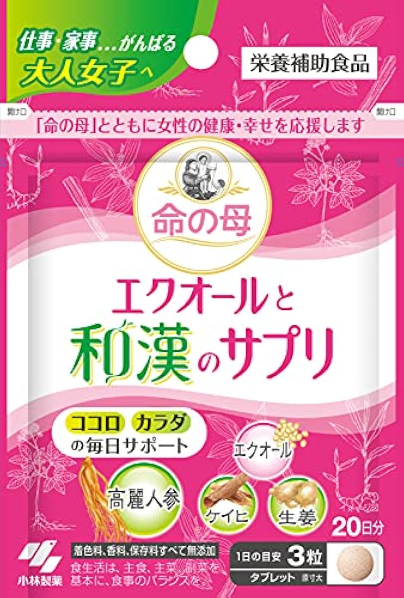 생명의 어머니 이노치노하하 에쿠오루와 일한의 서플리(supplement) 에쿠오루 고려 인삼 K히 생강 60 입약20일분 코바야시 제약 서플리먼트