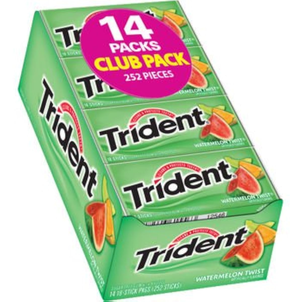 Trident 슈가 프리 껌 특용사이즈 14팩입 (워터 멜론 트위스트) -