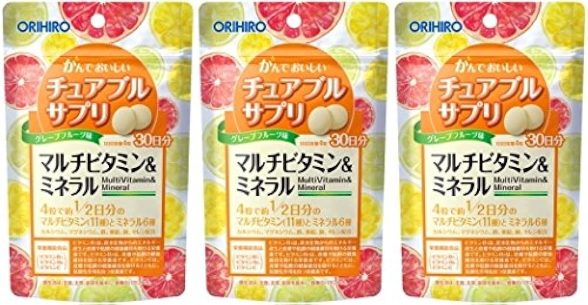 Orihiro 물어 맛있은 추아부루(chewable) 서플리(supplement) 멀티 비타민 amp;미네랄 30일분×3 개세트