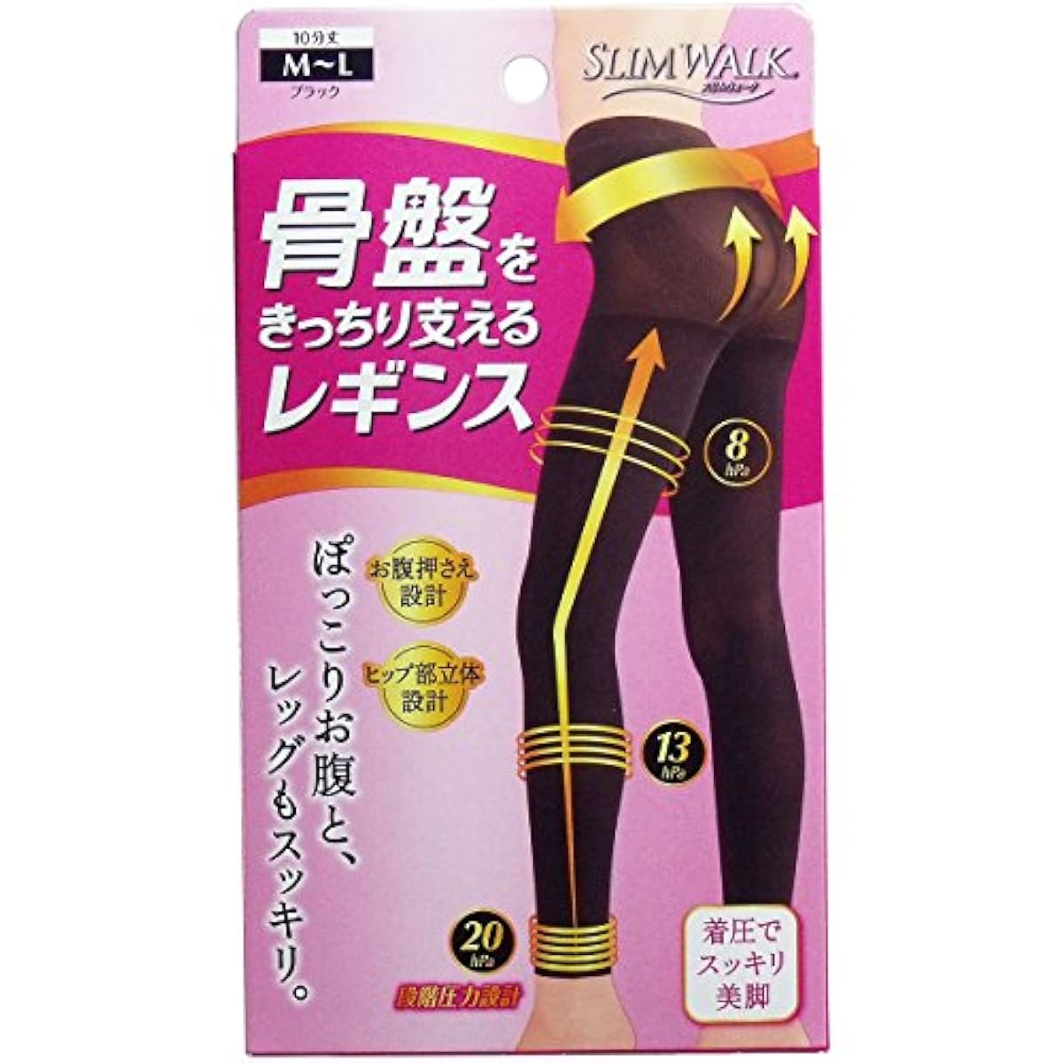 슬림 워크 골반을 꼭 지원하는 레깅스 블랙 M-L사이즈(SLIM WALK,Leggings pelvic,ML) × 3개