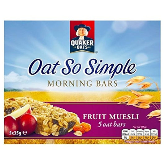 quaker O즈맥 때문에,단순한 아침의 바 - 후르츠 뮤즐리5팩5×35그램 - Quaker Oat So Simple Morning Bars - Fruit Muesli 5 Pack 5 x 35g -