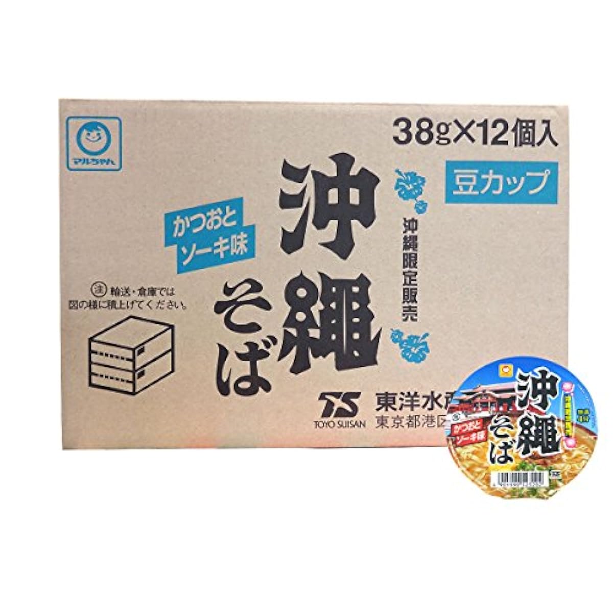 오키나와 한정!토요(마루짱) 오키나와 옆(소바) 두컵 가다랭이와 saw기맛 1케이스 (38g×12개입)-