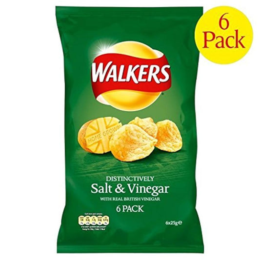 1팩 보행염 amp;식초의 포테이토 칩25그램×6 - Walkers Salt amp; Vinegar Crisps 25g x 6 per pack -