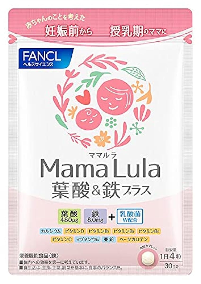 판클 (FANCL) Mama Lula 엽산 amp;철플러스 30일분 서플리먼트